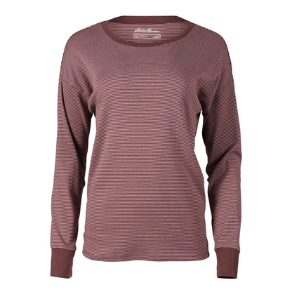 Dusty Violet - Front - Eddie Bauer Womens-Ladies Favorite Novelty Stripe Long-Sleeved T-Shirt