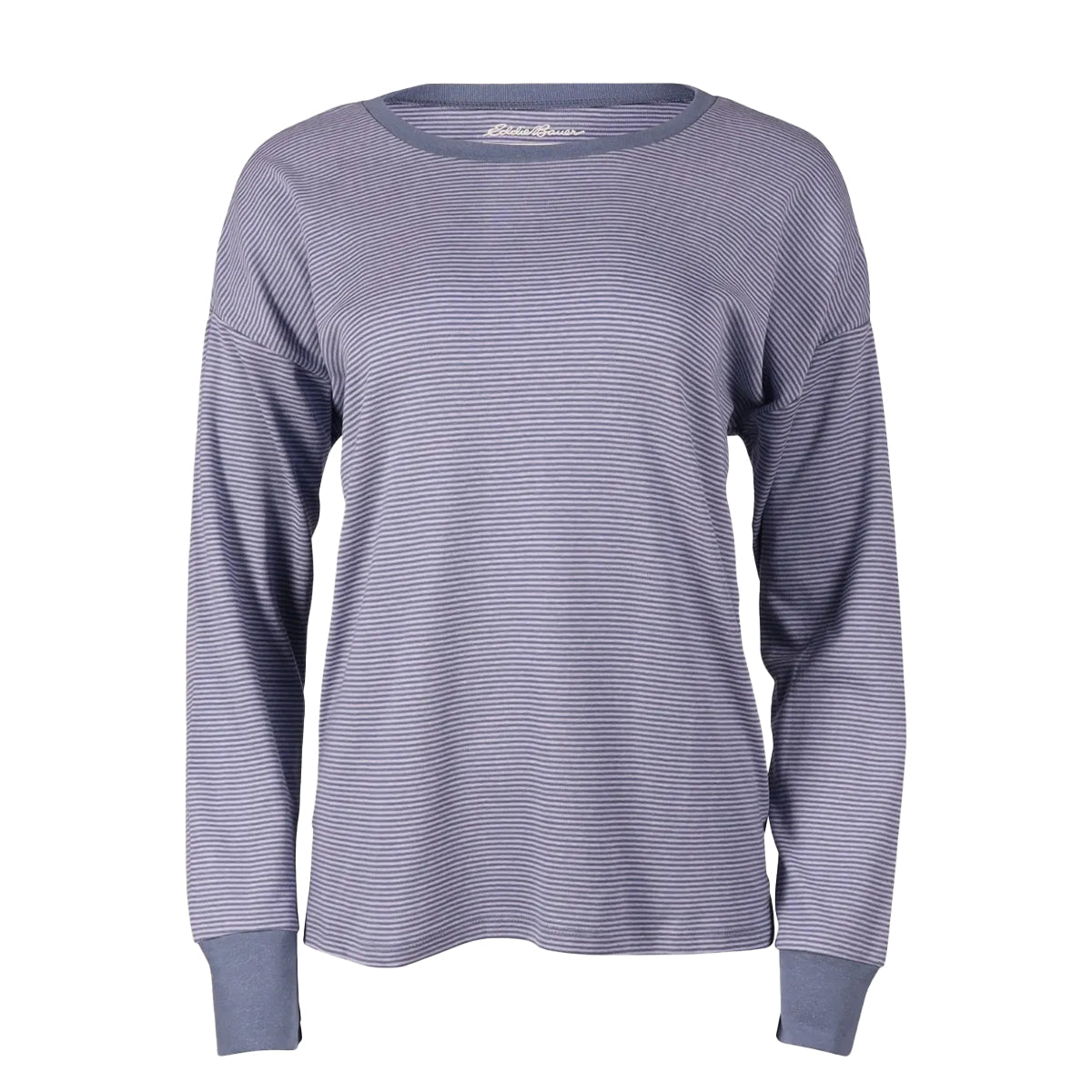 Blue Haze - Front - Eddie Bauer Womens-Ladies Favorite Novelty Stripe Long-Sleeved T-Shirt