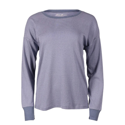Blue Haze - Front - Eddie Bauer Womens-Ladies Favorite Novelty Stripe Long-Sleeved T-Shirt