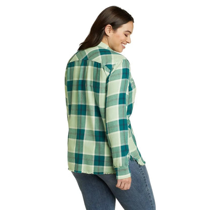 Seaglass - Back - Eddie Bauer Womens-Ladies Fremont Flannel Frayed Edge Long-Sleeved Shirt