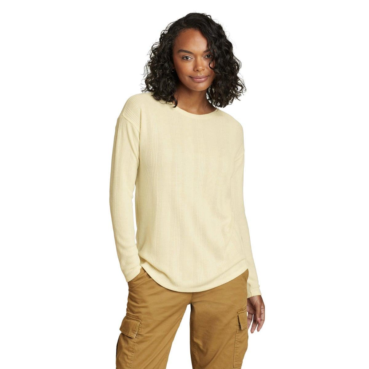 Sorbet - Front - Eddie Bauer Womens-Ladies Mountain Town Textured Shirred Long-Sleeved T-Shirt