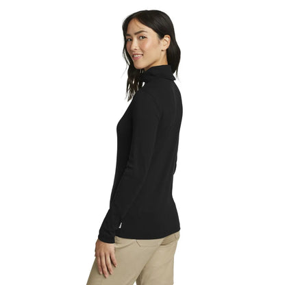 Black - Back - Eddie Bauer Womens-Ladies Favorite Turtle Neck Long-Sleeved T-Shirt