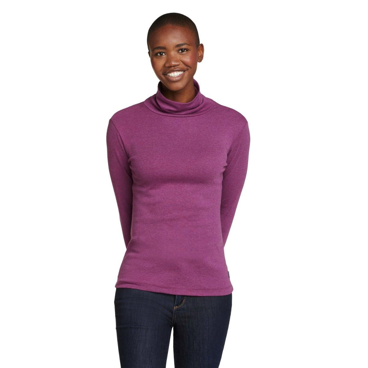 Wineberry - Front - Eddie Bauer Womens-Ladies Favorite Turtle Neck Long-Sleeved T-Shirt
