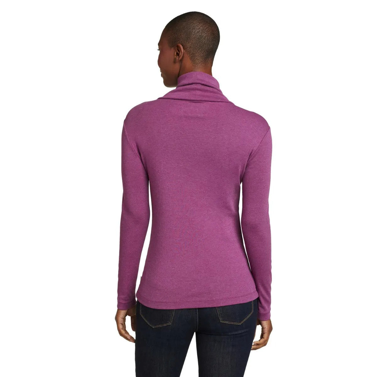 Wineberry - Back - Eddie Bauer Womens-Ladies Favorite Turtle Neck Long-Sleeved T-Shirt