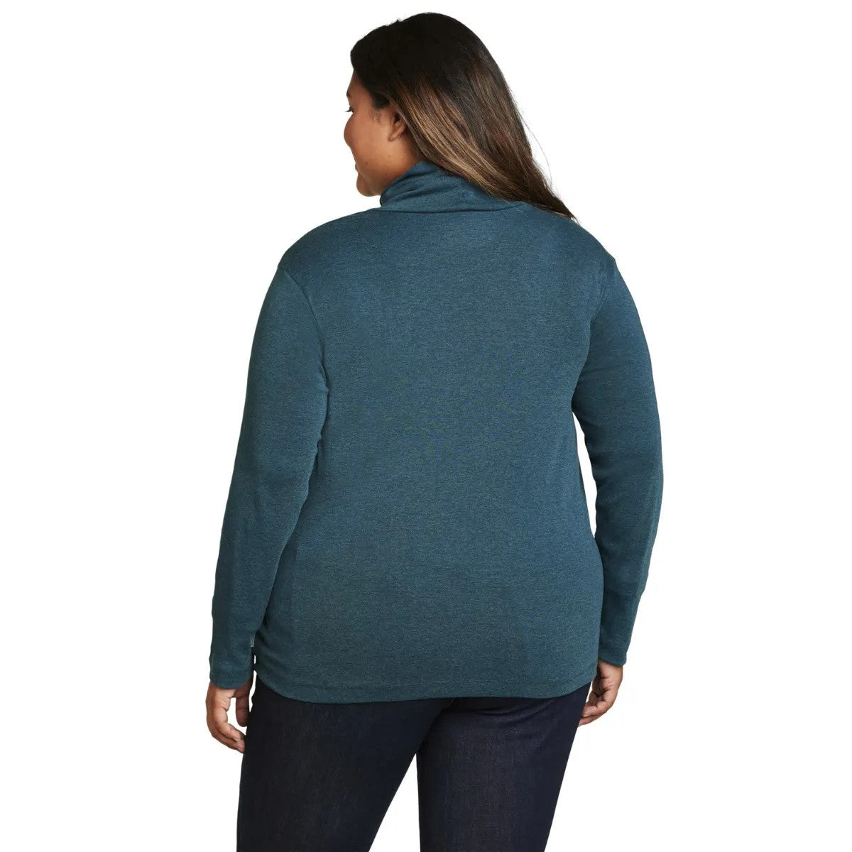 Peacock - Back - Eddie Bauer Womens-Ladies Favorite Turtle Neck Long-Sleeved T-Shirt