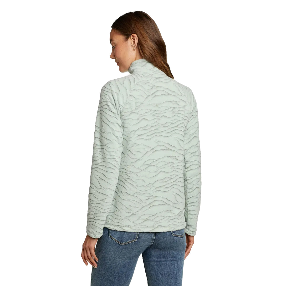 Light Green - Back - Eddie Bauer Womens-Ladies Quest Abstract Quarter Zip Raglan Fleece Top