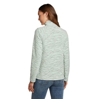Light Green - Back - Eddie Bauer Womens-Ladies Quest Abstract Quarter Zip Raglan Fleece Top