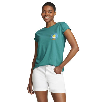 Dusty Jade - Side - Eddie Bauer Womens-Ladies Flower T-Shirt
