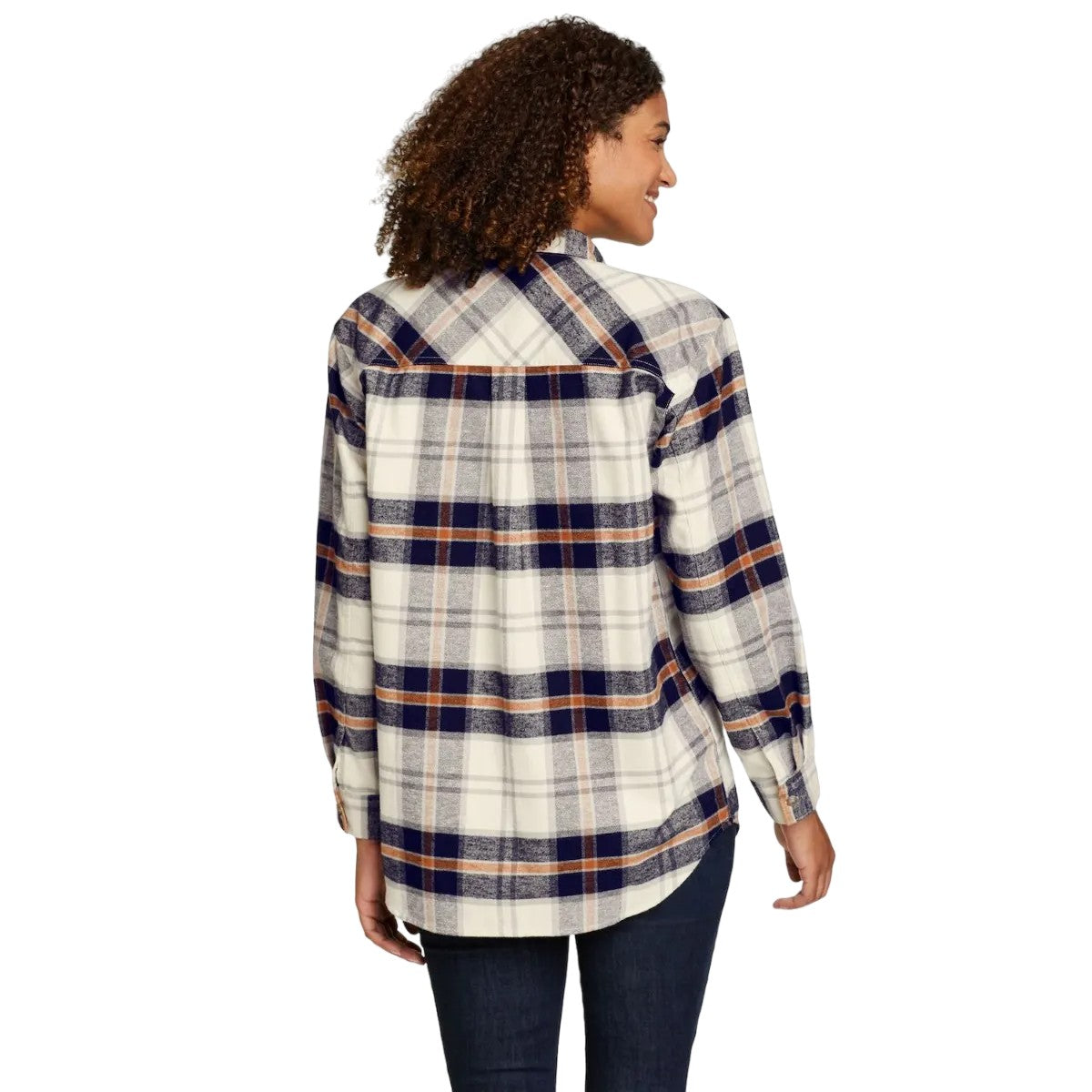 Parchment - Back - Eddie Bauer Womens-Ladies Hemplify Checked Flannel Shirt