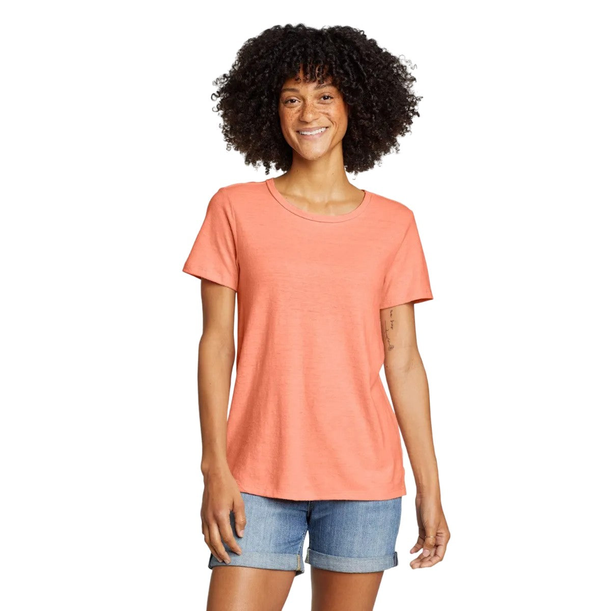 Dusty Coral - Front - Eddie Bauer Womens-Ladies Hemplify Short-Sleeved T-Shirt