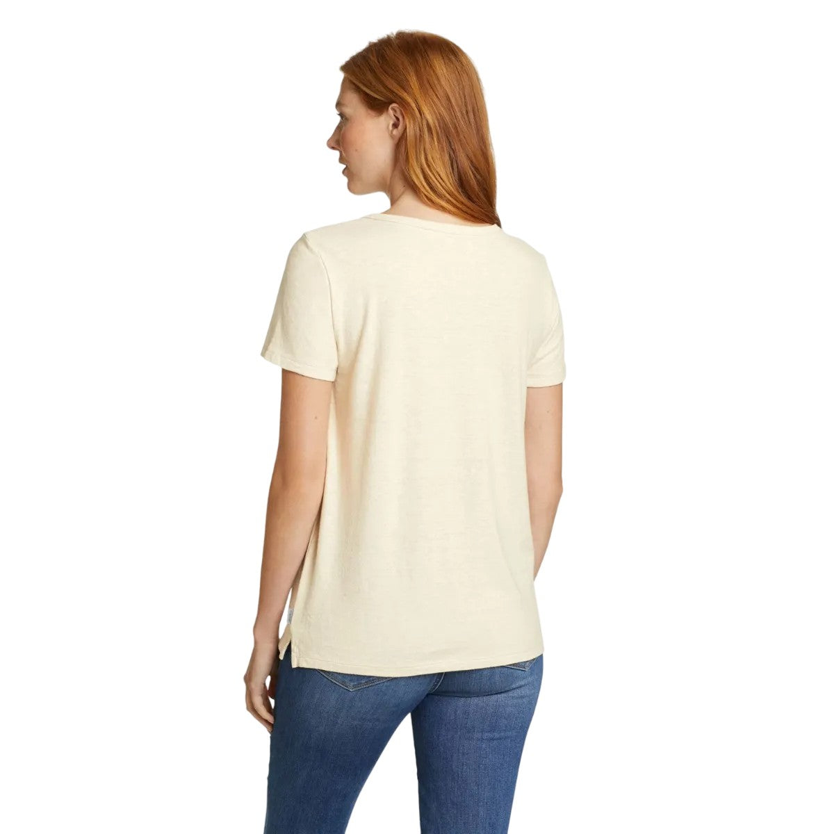 Ivory - Back - Eddie Bauer Womens-Ladies Hemplify Short-Sleeved T-Shirt