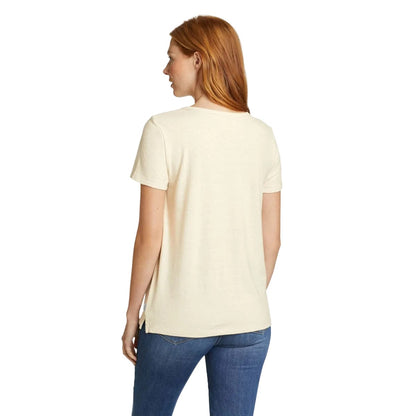 Ivory - Back - Eddie Bauer Womens-Ladies Hemplify Short-Sleeved T-Shirt