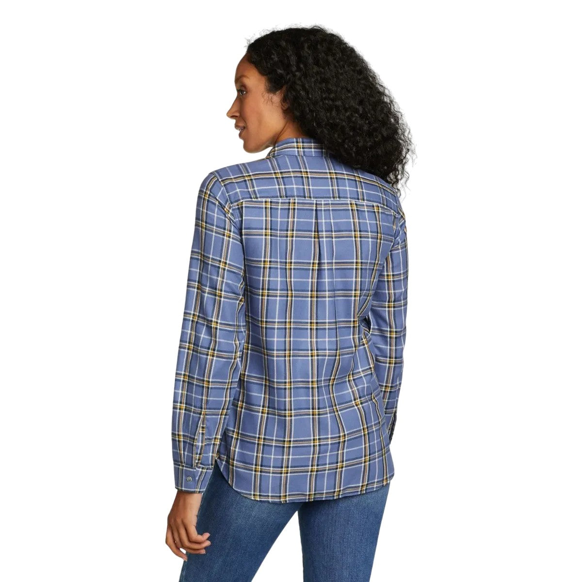 Cornflower - Back - Eddie Bauer Womens-Ladies Firelight Checked Flannel Shirt