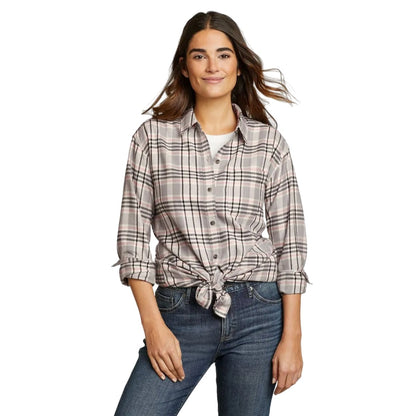 Frost Gray - Front - Eddie Bauer Womens-Ladies Firelight Flannel Boyfriend Shirt