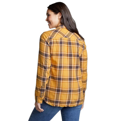 Gold Dust - Back - Eddie Bauer Womens-Ladies Fremont Flannel Frayed Edge Long-Sleeved Shirt