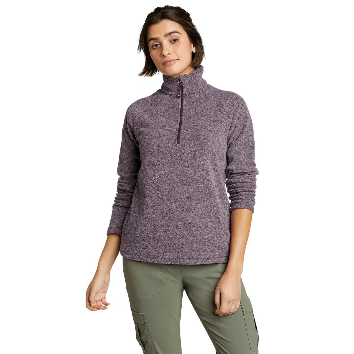 Eggplant - Front - Eddie Bauer Womens-Ladies Quest Quarter Zip Raglan Top