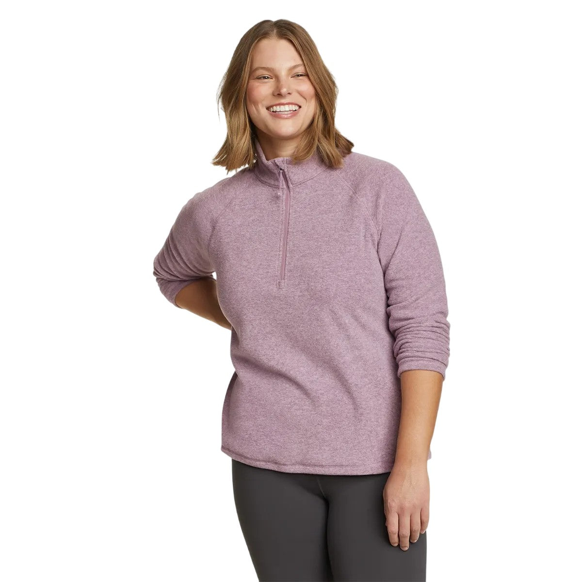 Light Violet - Front - Eddie Bauer Womens-Ladies Quest Quarter Zip Raglan Top