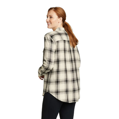 Cobblestone - Back - Eddie Bauer Womens-Ladies Fremont Block Check Flannel Shirt