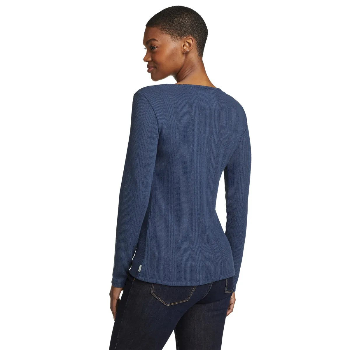 Dusted Indigo - Back - Eddie Bauer Womens-Ladies Mountain Town Textured Long-Sleeved T-Shirt