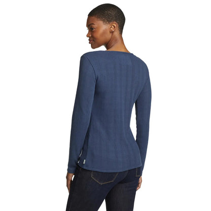 Dusted Indigo - Back - Eddie Bauer Womens-Ladies Mountain Town Textured Long-Sleeved T-Shirt