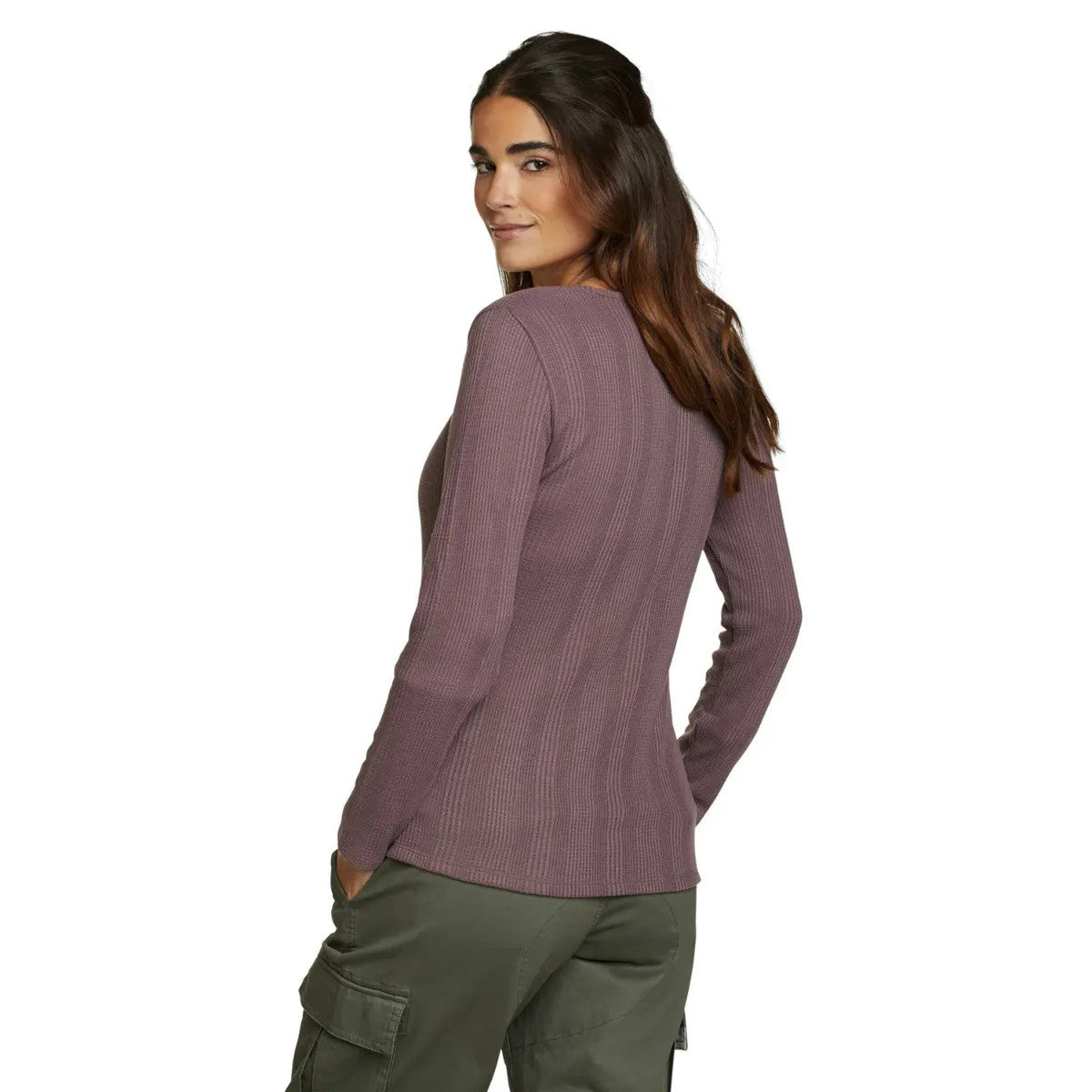 Dusty Violet - Back - Eddie Bauer Womens-Ladies Mountain Town Textured Long-Sleeved T-Shirt