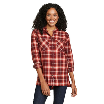 Cayenne - Front - Eddie Bauer Womens-Ladies Fremont Flannel Collarless Shirt