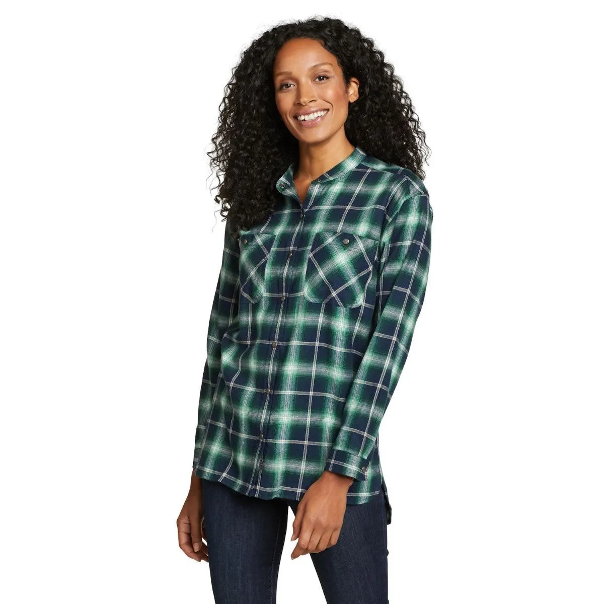 Alder - Front - Eddie Bauer Womens-Ladies Fremont Flannel Collarless Shirt
