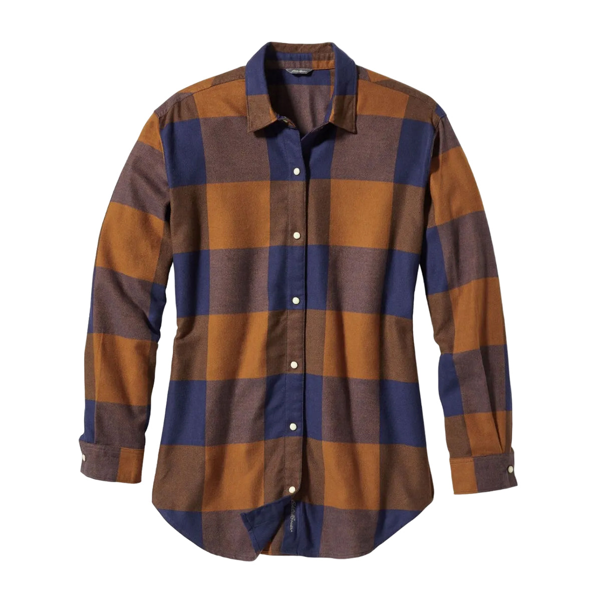 Chestnut - Front - Eddie Bauer Womens-Ladies Fremont Large Check Flannel Snap-Front Shirt
