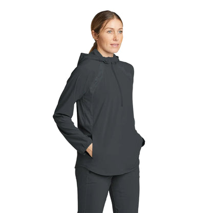 Dark Smoke - Side - Eddie Bauer Womens-Ladies Resolution Hybrid Tech Half Zip Hoodie