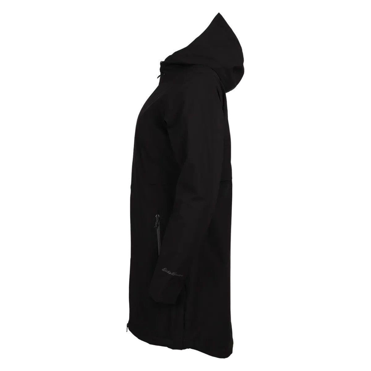 Black - Side - Eddie Bauer Womens-Ladies Cloud Cap Stretch Insulated Trench Coat