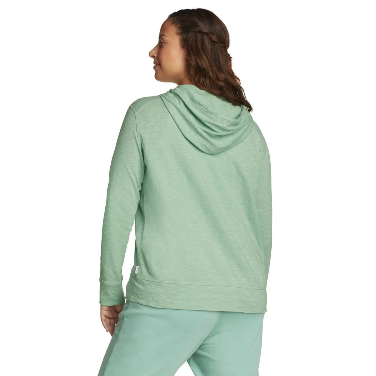 Bottle Green - Back - Eddie Bauer Womens-Ladies Legend Wash Slub Full Zip Hoodie