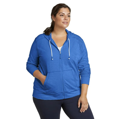 Brilliant Blue - Front - Eddie Bauer Womens-Ladies Legend Wash Slub Full Zip Hoodie