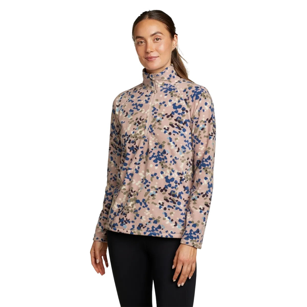 Dark Mulberry - Front - Eddie Bauer Womens-Ladies Quest Spotted Quarter Zip Raglan Fleece Top