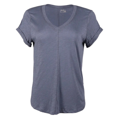 Blue Haze - Front - Eddie Bauer Womens-Ladies Gate Check V Neck T-Shirt