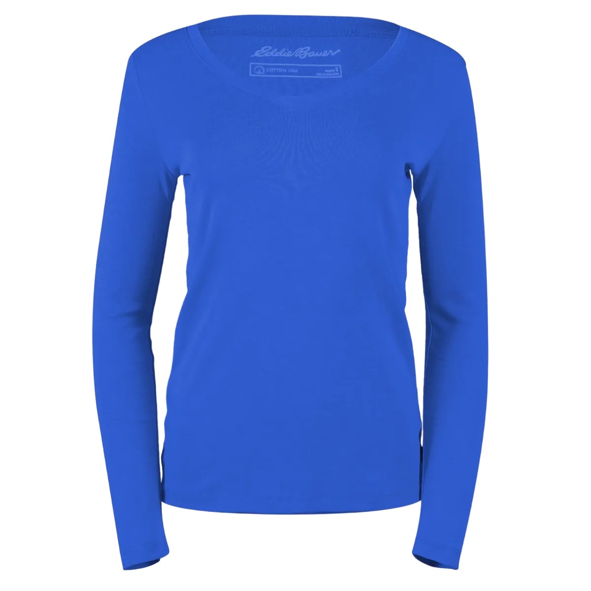 Brilliant Blue - Front - Eddie Bauer Womens-Ladies Favorite V Neck Long-Sleeved T-Shirt