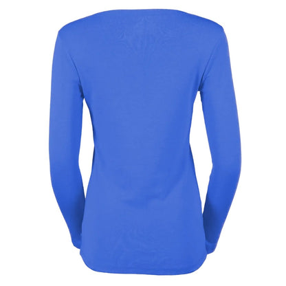 Brilliant Blue - Back - Eddie Bauer Womens-Ladies Favorite V Neck Long-Sleeved T-Shirt