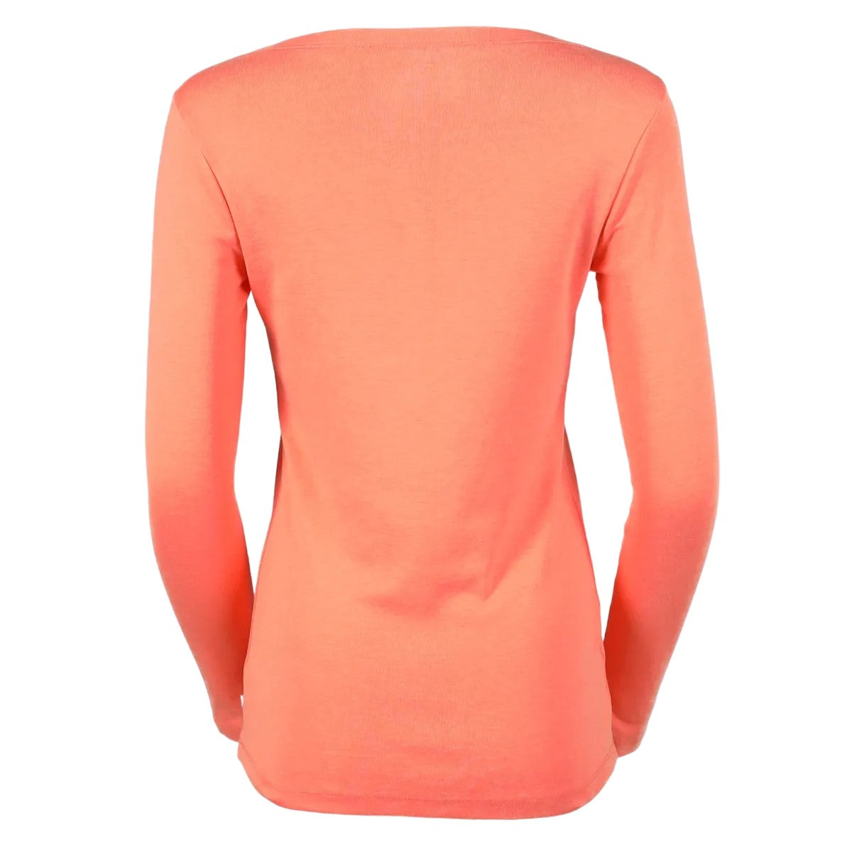 Dusty Coral - Back - Eddie Bauer Womens-Ladies Favorite V Neck Long-Sleeved T-Shirt