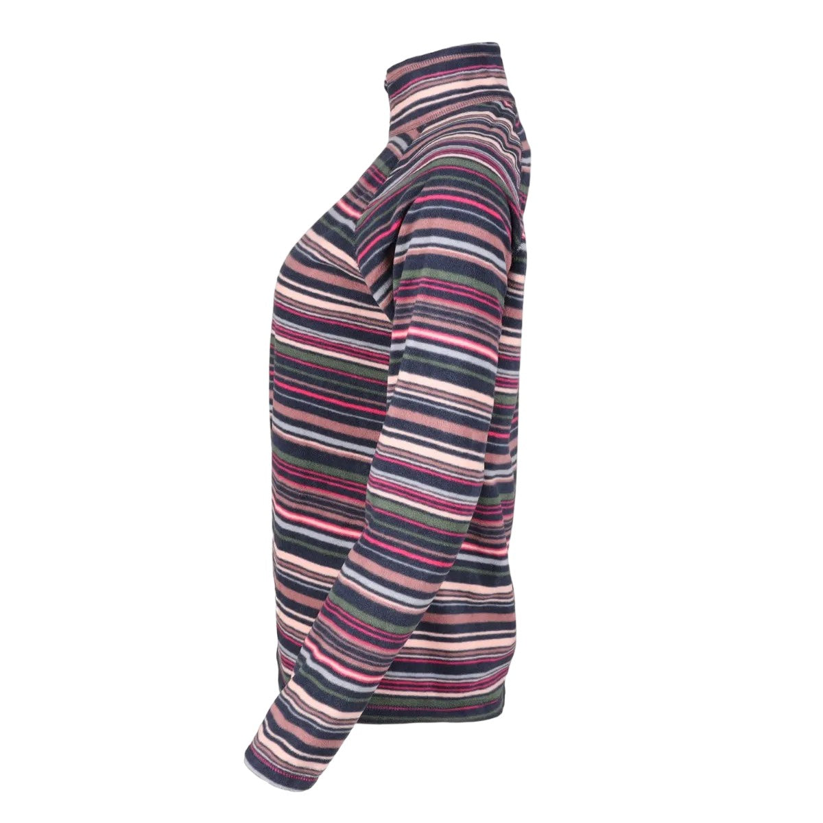 Dusty Violet - Side - Eddie Bauer Womens-Ladies Fast Striped Quarter Zip Raglan Fleece Top