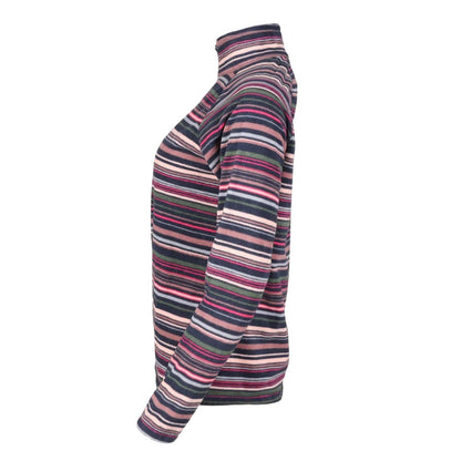 Dusty Violet - Side - Eddie Bauer Womens-Ladies Fast Striped Quarter Zip Raglan Fleece Top