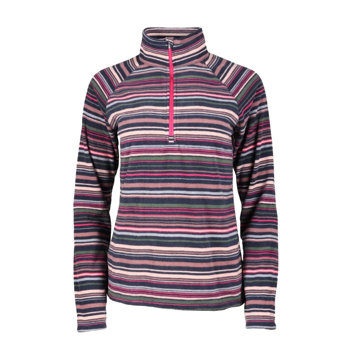 Dusty Violet - Front - Eddie Bauer Womens-Ladies Fast Striped Quarter Zip Raglan Fleece Top