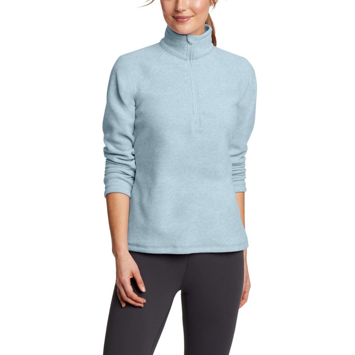 Slate Blue - Front - Eddie Bauer Womens-Ladies Fast Plain Quarter Zip Raglan Fleece Top