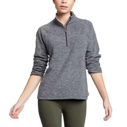 Charcoal Heather - Front - Eddie Bauer Womens-Ladies Fast Plain Quarter Zip Raglan Fleece Top