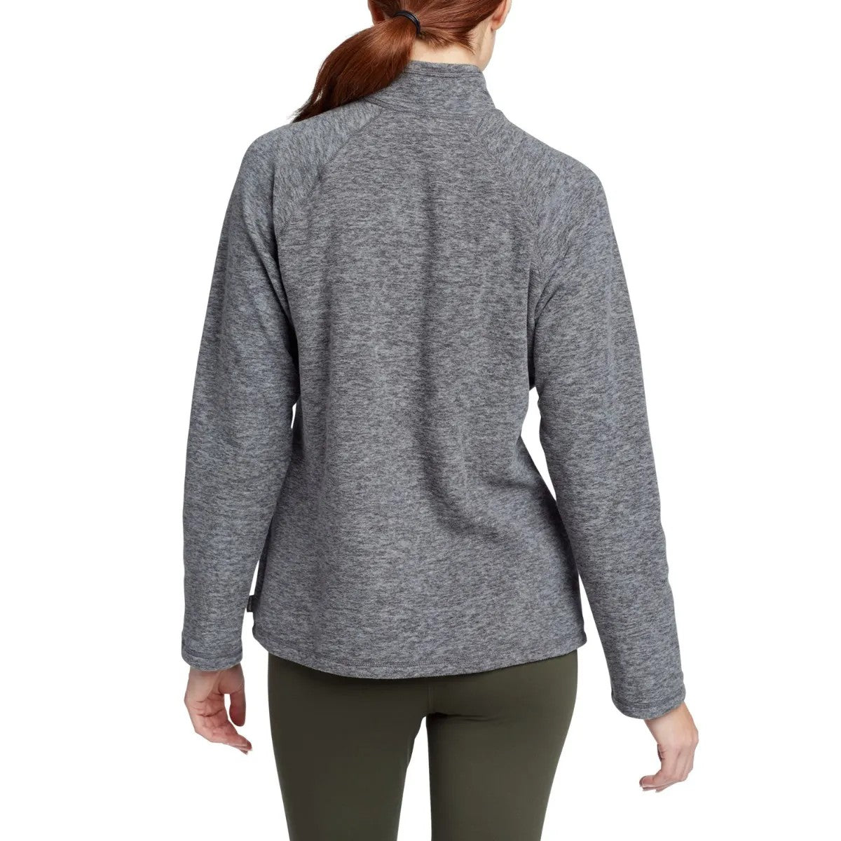 Charcoal Heather - Back - Eddie Bauer Womens-Ladies Fast Plain Quarter Zip Raglan Fleece Top
