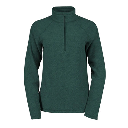 Dark Evergreen - Front - Eddie Bauer Womens-Ladies Fast Plain Quarter Zip Raglan Fleece Top
