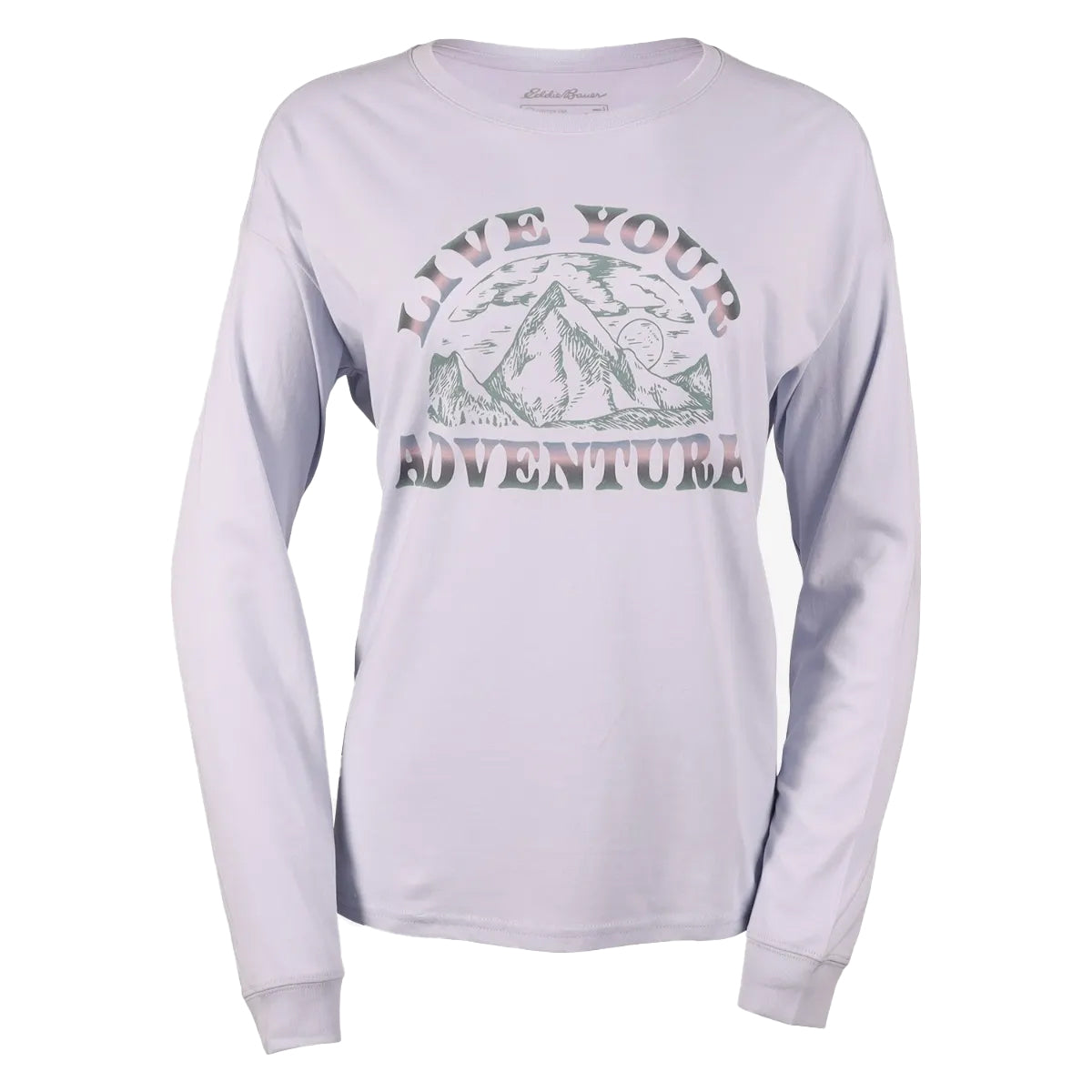Mist - Front - Eddie Bauer Womens-Ladies Live Your Adventure Graphic Print Long-Sleeved T-Shirt