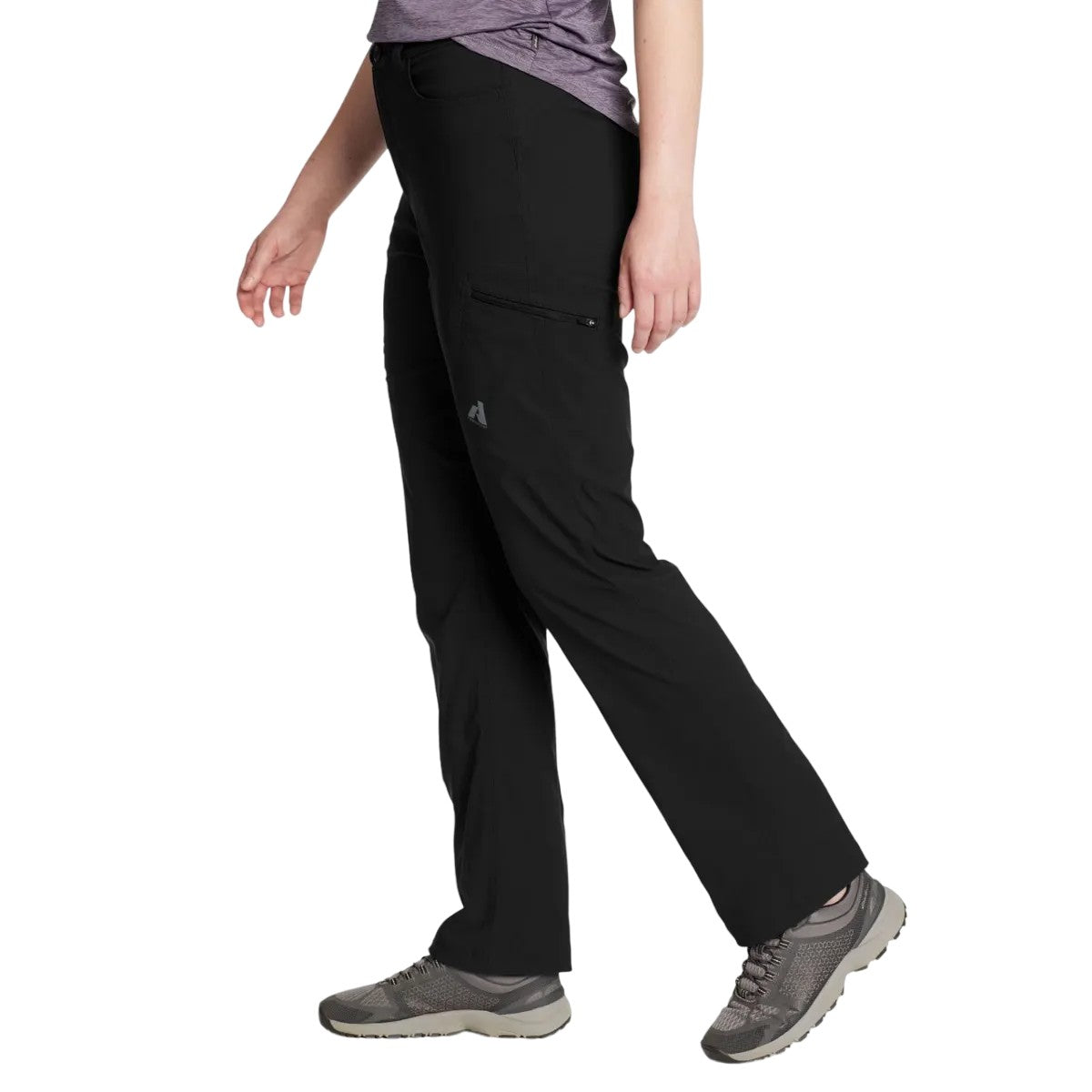 Black - Side - Eddie Bauer Womens-Ladies Guide High Rise Waterproof Trousers