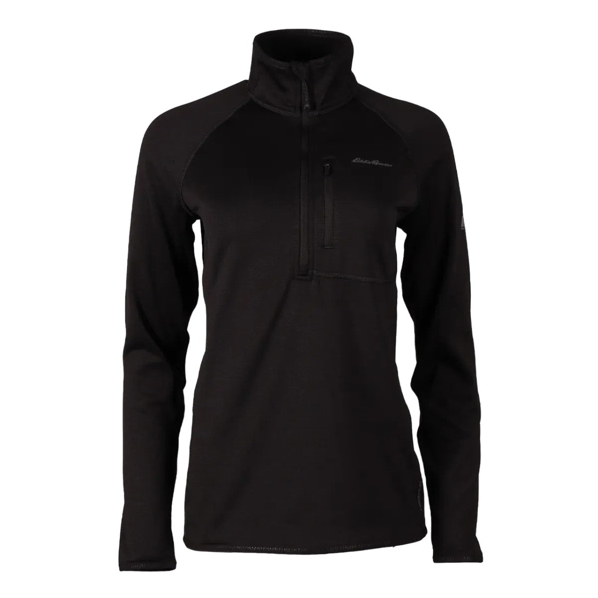 Black - Front - Eddie Bauer Womens-Ladies High Route Grid Quarter Zip Fleece Top