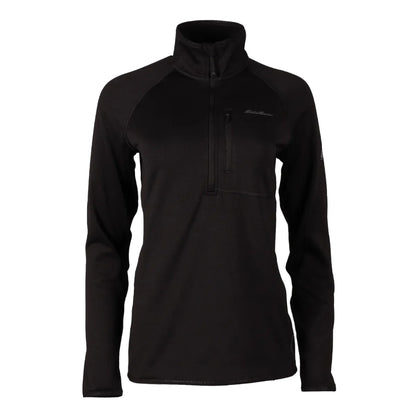 Black - Front - Eddie Bauer Womens-Ladies High Route Grid Quarter Zip Fleece Top