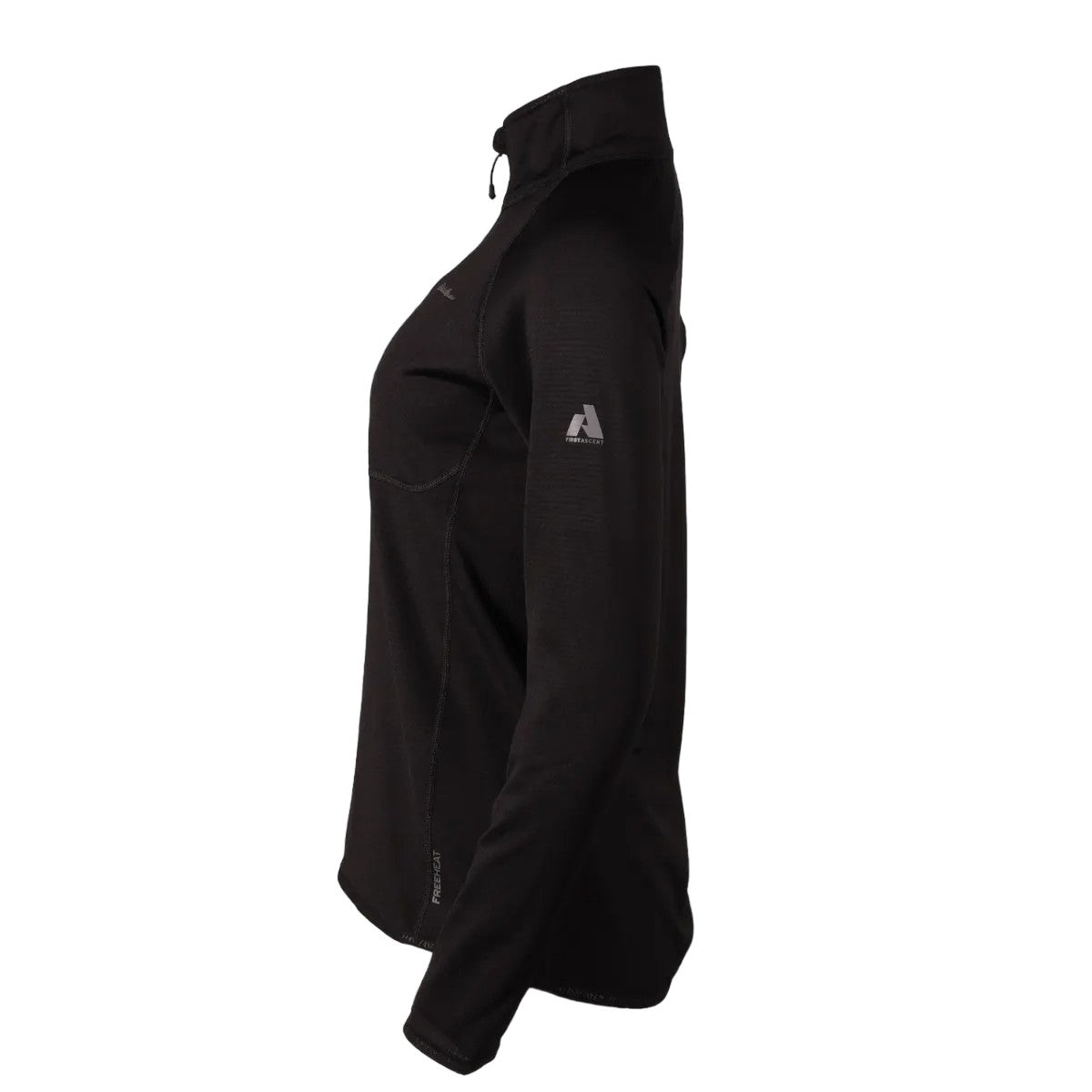Black - Side - Eddie Bauer Womens-Ladies High Route Grid Quarter Zip Fleece Top