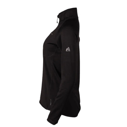 Black - Side - Eddie Bauer Womens-Ladies High Route Grid Quarter Zip Fleece Top